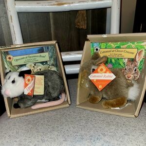 VINTAGE Smithsonian Wildlife Series   Opossum and Rabbit Plushand Book Set
